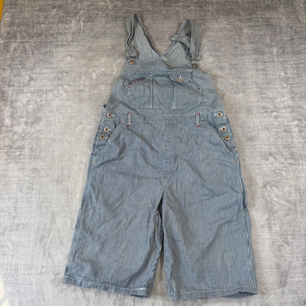 Squeeze Jeans Overalls Womens Medium Blue Vintage Hickory Stripe Denim Utility